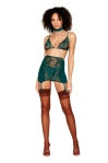 Dream Girl Garter Skirt, Bralette, G-String & Collar - OS - Bras and Bra Sets