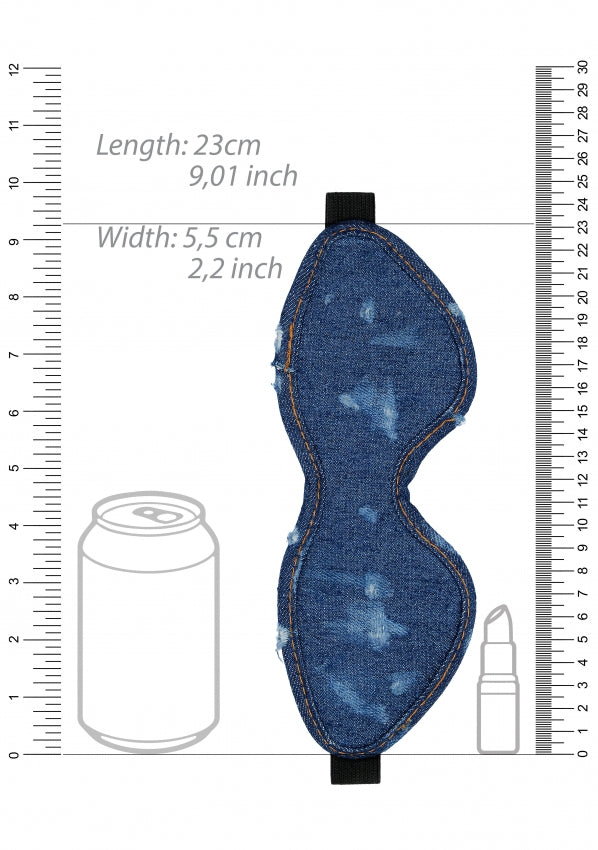 Shots Toys Fashionable Denim Bondage Eye Mask - - Masks And Blindfolds