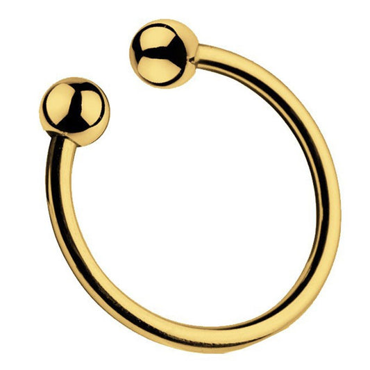 BDStyle Pressure Point Beaded Steel Glans Ring Gold - Cock Rings