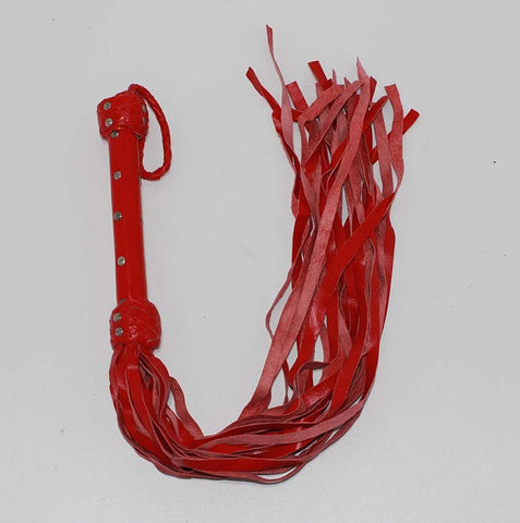 Whiplash Leather Flogger with Handle - Whips And Crops