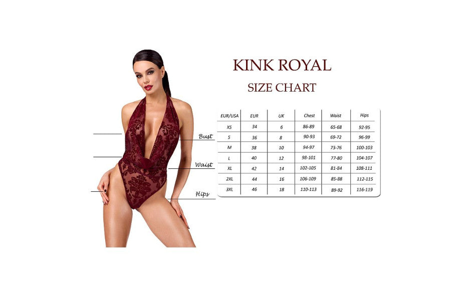 Noir Handmade Kink Royal Draped Plunge Womens Bodysuit Red - Teddies and Bodysuits