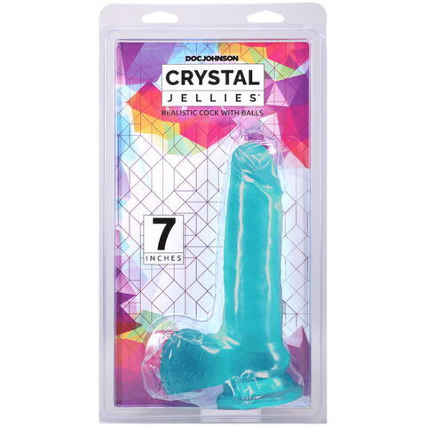 Doc Johnson Crystal Jellies Realistic Cock with Balls Teal