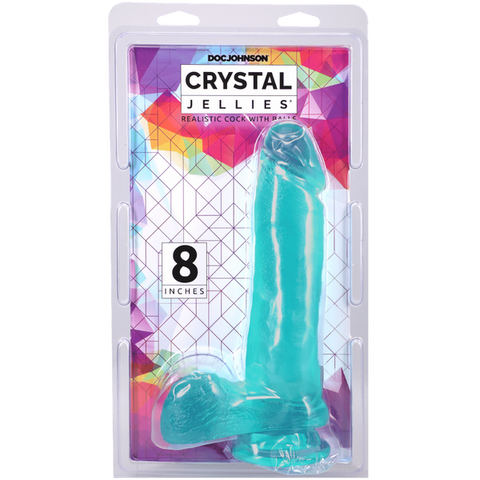 Doc Johnson Crystal Jellies Realistic Cock with Balls Teal