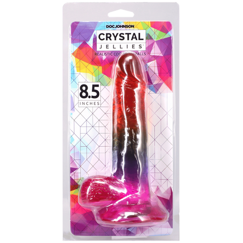 Doc Johnson Crystal Jellies Realistic Cock with Balls Rainbow