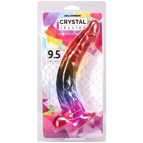 Doc Johnson Crystal Jellies Realistic Cock with Balls Rainbow
