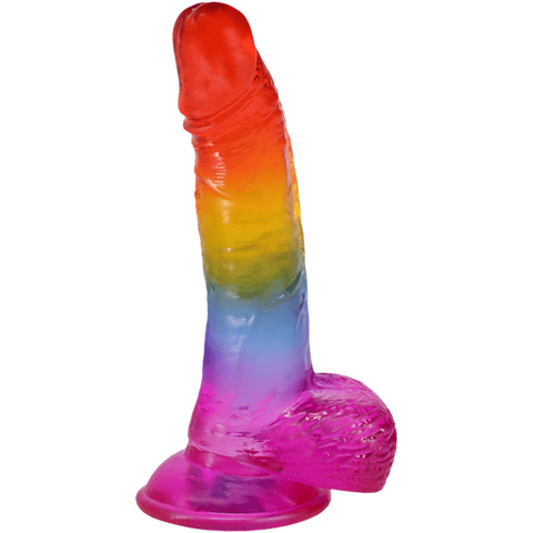 Doc Johnson Crystal Jellies Realistic Cock with Balls Rainbow