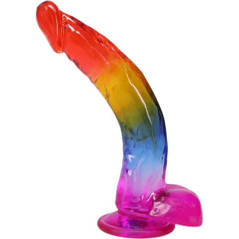 Doc Johnson Crystal Jellies Realistic Cock with Balls Rainbow