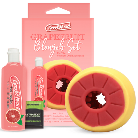 Doc Johnson Grapefruit Blowjob Stroker Set (Yellow, Pink)