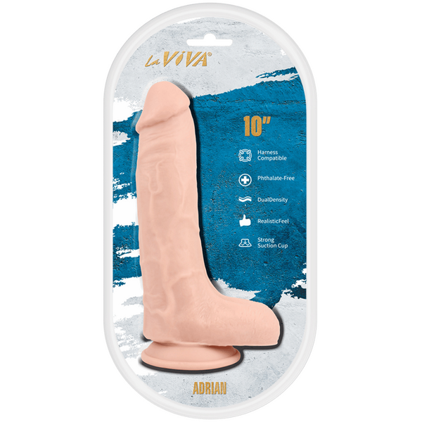 La Viva Adrian 10 Inches Harness Dildo Flesh - - Realistic Dildos