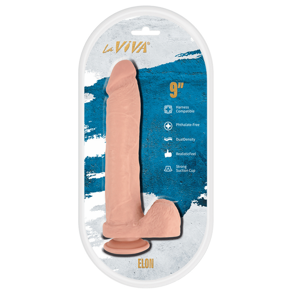 La Viva Elon 9 Inches Harness Compatible Dildo Flesh - - Realistic Dildos