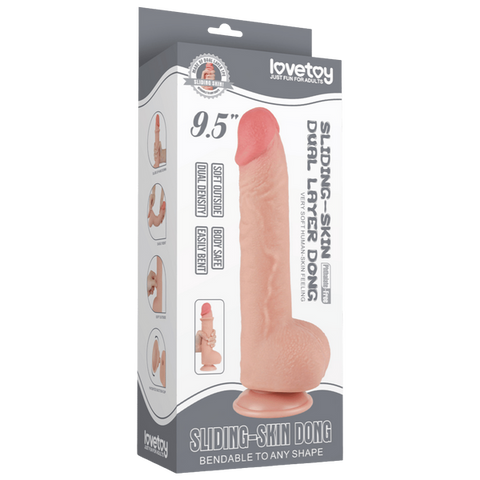 9.5 Inch Sliding Skin Thick Dual Layer Dong by Lovetoy