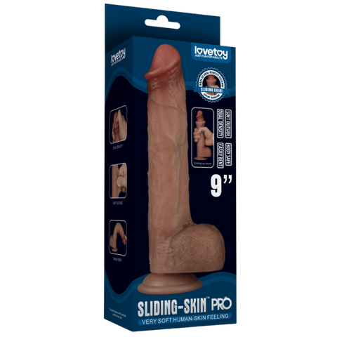 9 Inch Sliding Skin Pro Veined Silicone Dong by Lovetoy