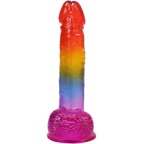 Doc Johnson Crystal Jellies Realistic Cock with Balls Rainbow