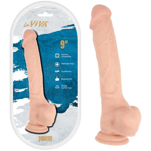 La Viva Dwayne 9 Inches Suction Cup Realistic Dildo Flesh - - Realistic Dildos