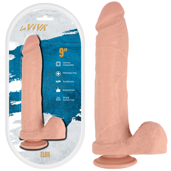 La Viva Elon 9 Inches Harness Compatible Dildo Flesh - - Realistic Dildos