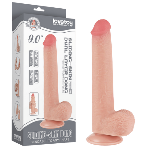 9 Inch Sliding Skin Realistic TPE Dong by Lovetoy