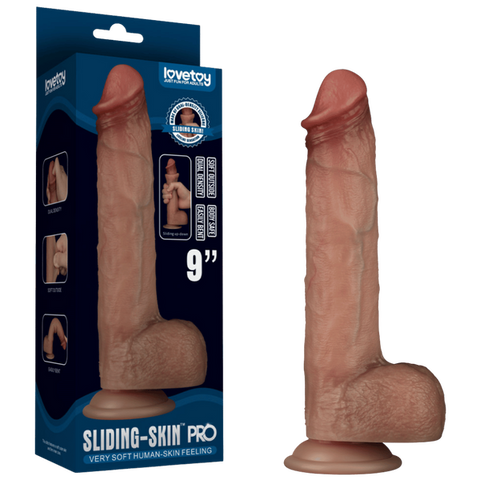 9 Inch Sliding Skin Pro Veined Silicone Dong by Lovetoy