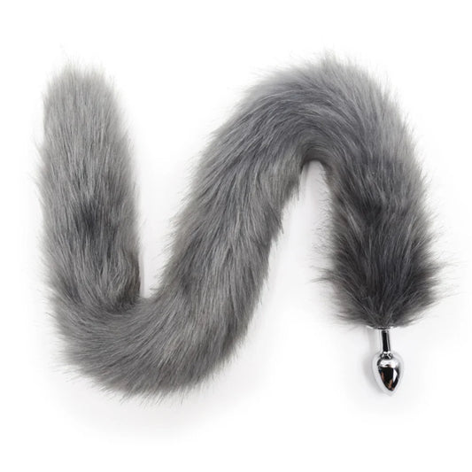 Lengthened Fox Tail Metal Anal Plug Small - Steel Sex Toys