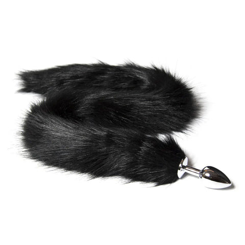 Lengthened Fox Tail Metal Anal Plug Large - Steel Sex Toys