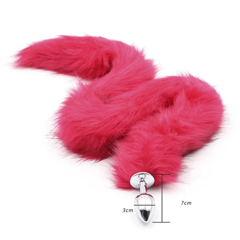 Lengthened Fox Tail Metal Anal Plug Large - Steel Sex Toys