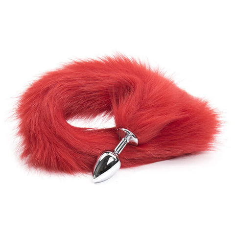 Lengthened Fox Tail Metal Anal Plug Large - Steel Sex Toys