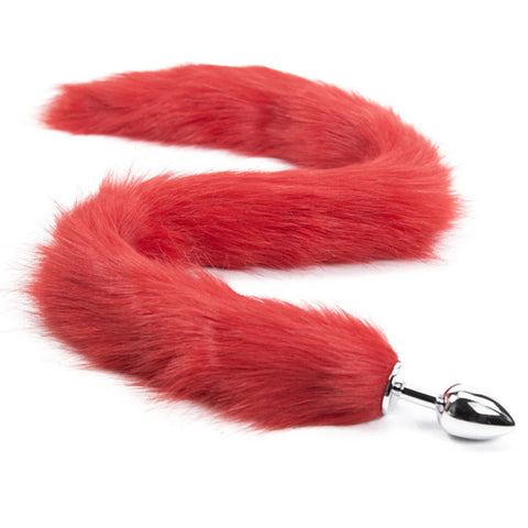 Lengthened Fox Tail Metal Anal Plug Small - Steel Sex Toys