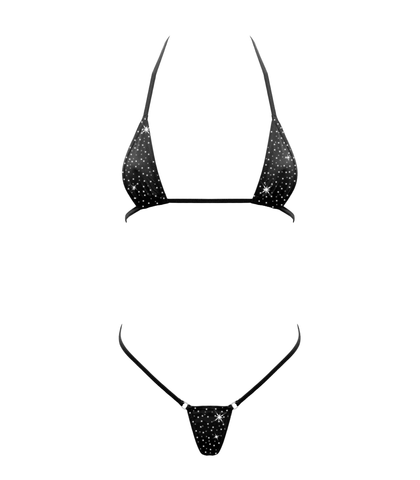 Love In Leather Rhinestone Embellished Micro Bikini OS - G-Strings, Panties and Shorts
