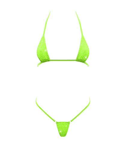 Love In Leather Rhinestone Embellished Micro Bikini OS - G-Strings, Panties and Shorts