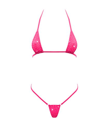 Love In Leather Rhinestone Embellished Micro Bikini OS - G-Strings, Panties and Shorts