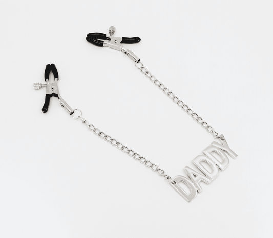 Love In Leather DADDY Written Nipple Clamps - Nipple and Clit Clamps
