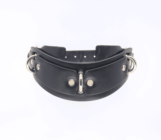 Love In Leather Posture BDSM Collar With Rings - Collars and Leads