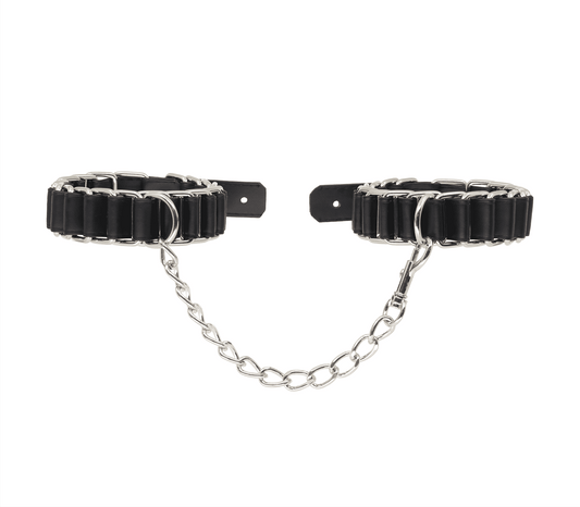Love In Leather Woven Chain Link Wrist Cuffs - Cuffs And Restraints