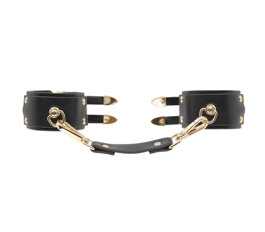 Love In Leather Double Straps Bondage Cuffs - Cuffs And Restraints