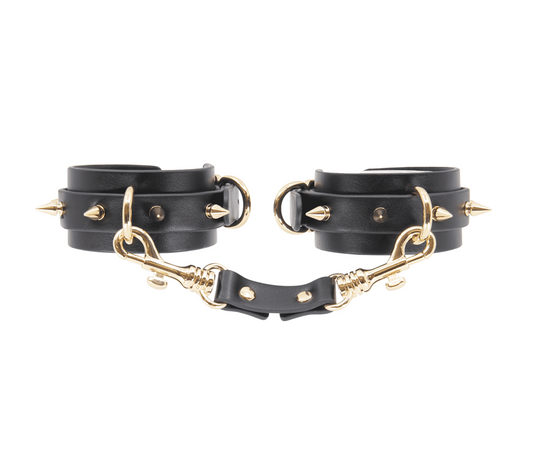 Love In Leather Spiked Faux Leather Wrist Cuffs - Cuffs And Restraints