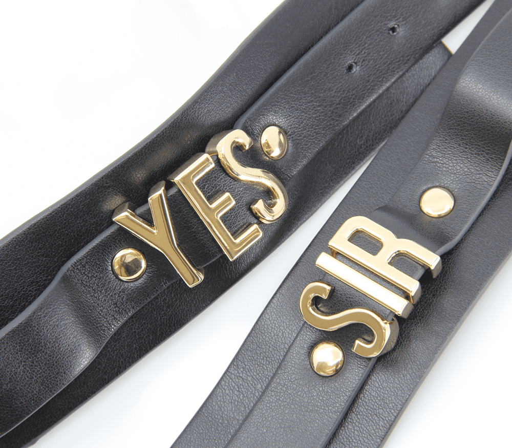 Love In Leather Yes Sir Faux Leather Wrist Cuffs - - Cuffs And Restraints