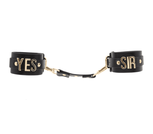 Love In Leather Yes Sir Faux Leather Wrist Cuffs - Cuffs And Restraints