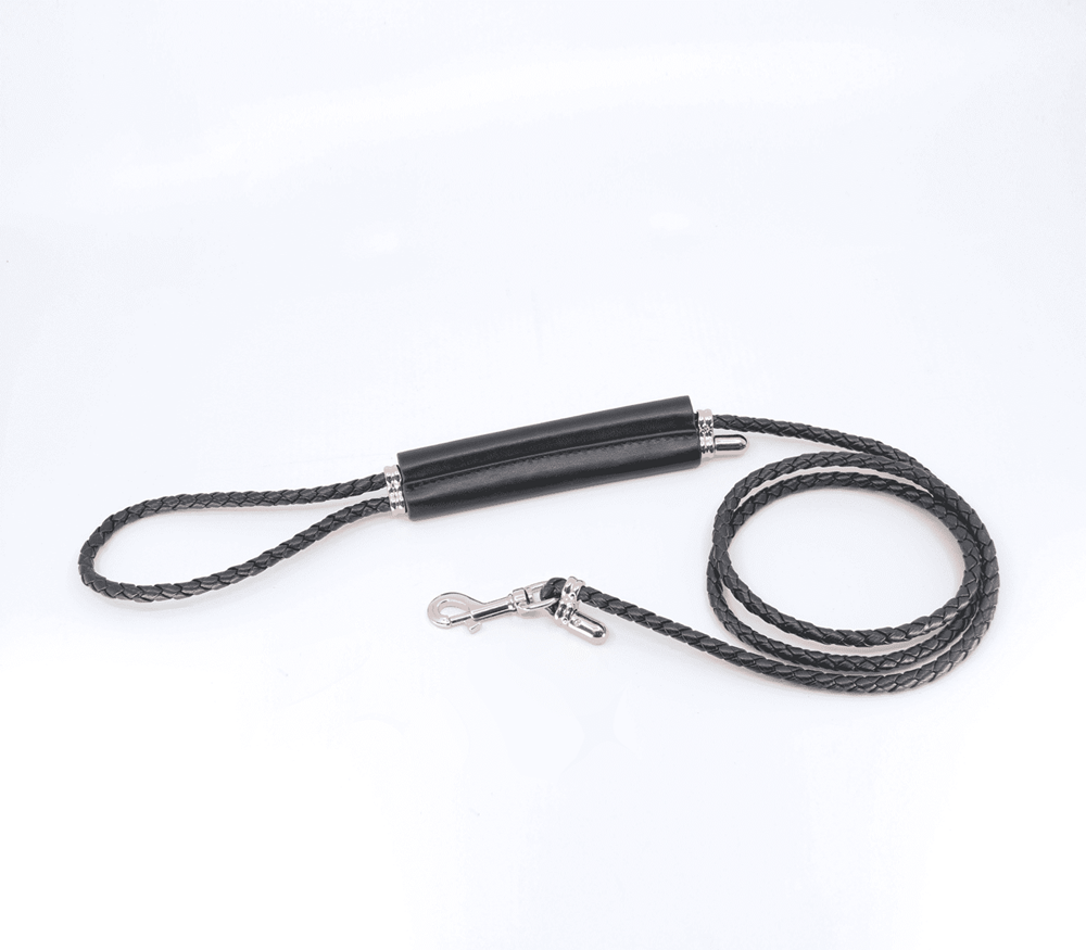 Love In Leather Braided Lead With Coloured Hardware - - Collars and Leads