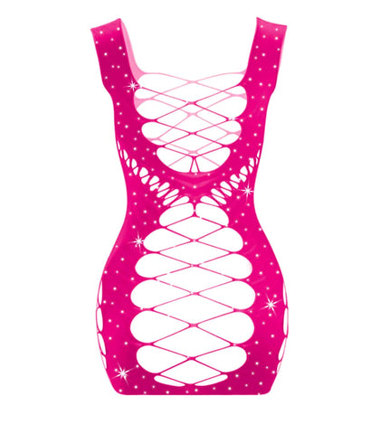 Love In Leather Sexy Womens Rhinestone Sleeveless Dress - BabyDolls And Chemises