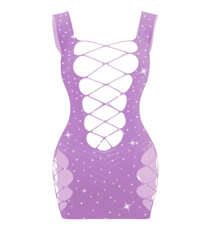 Love In Leather Sexy Womens Rhinestone Sleeveless Dress - BabyDolls And Chemises