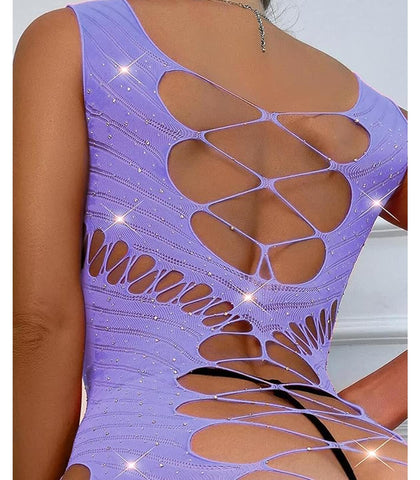 Love In Leather Sexy Womens Rhinestone Sleeveless Dress - BabyDolls And Chemises