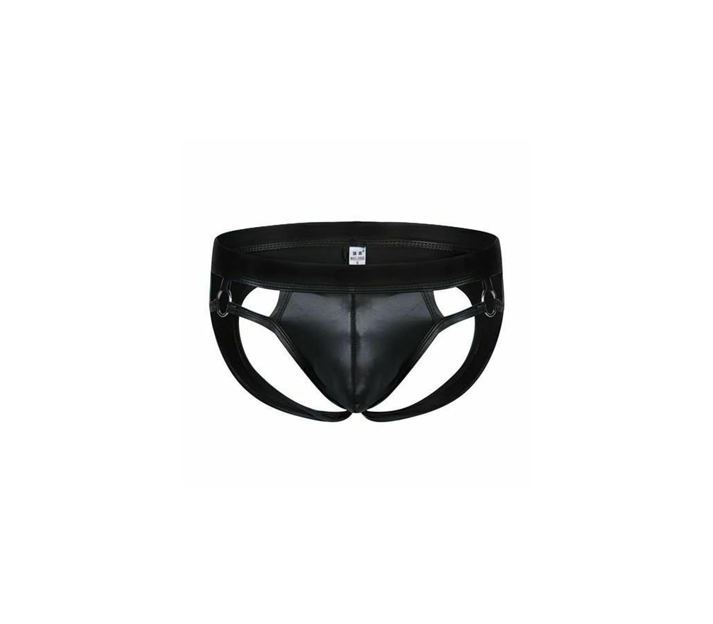 Love In Leather Mens Wet Look Jock Undies Black - - His Fetish
