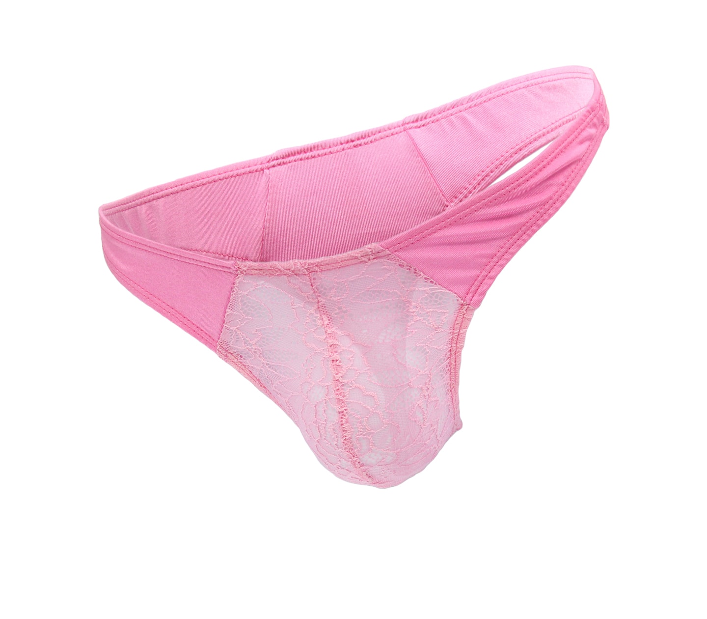Love In Leather Mens Lace Front G-String Hot Pink - - Jocks and G-Strings