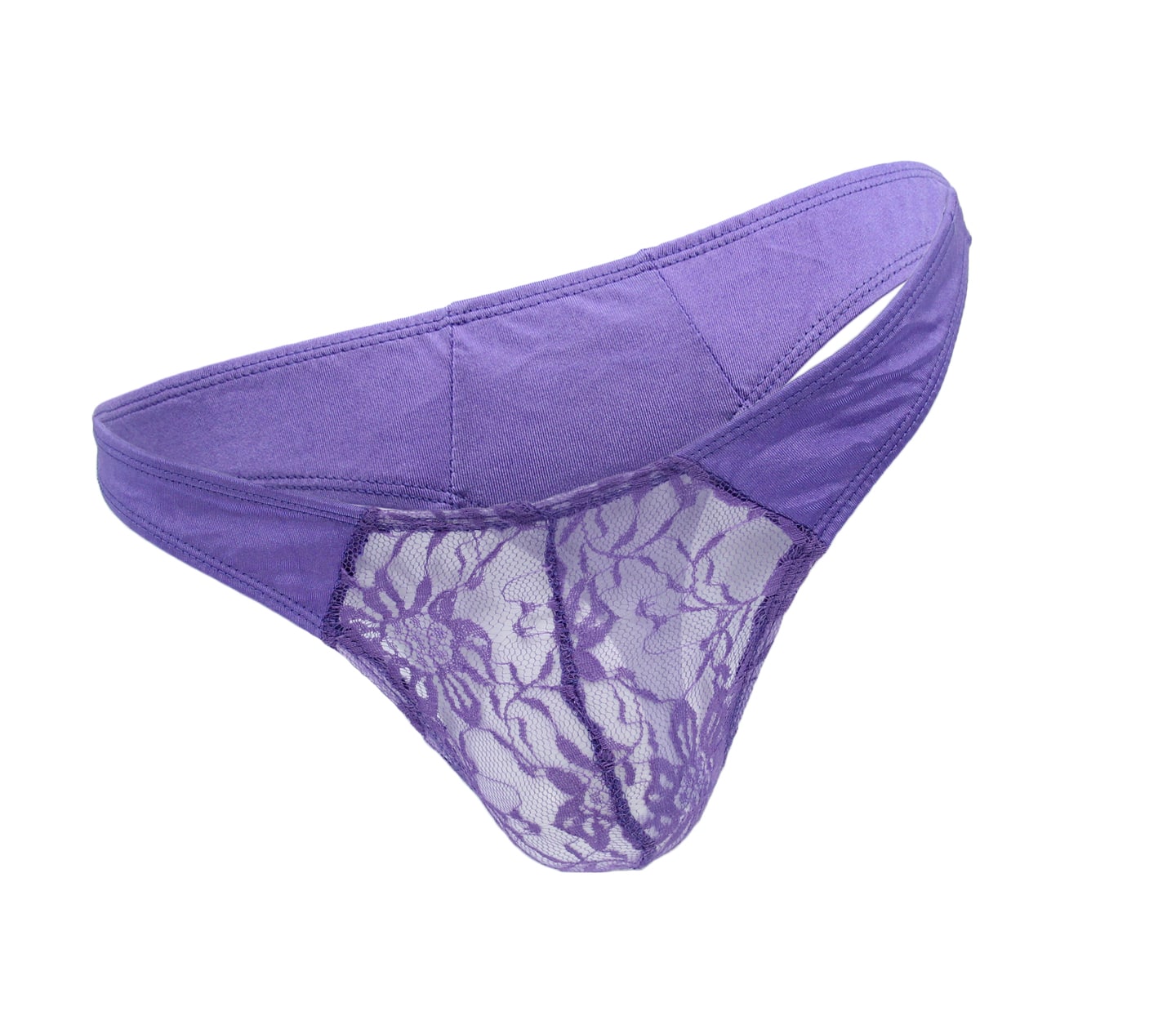Love In Leather Mens Lace Front G-String Purple - - Jocks and G-Strings