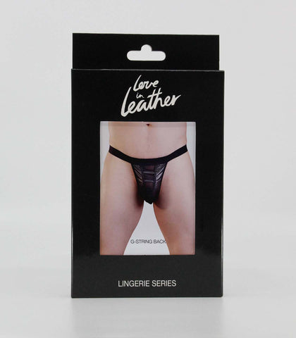 Love In Leather Mens Peek-A-Boo Wet Look G-String - His Fetish
