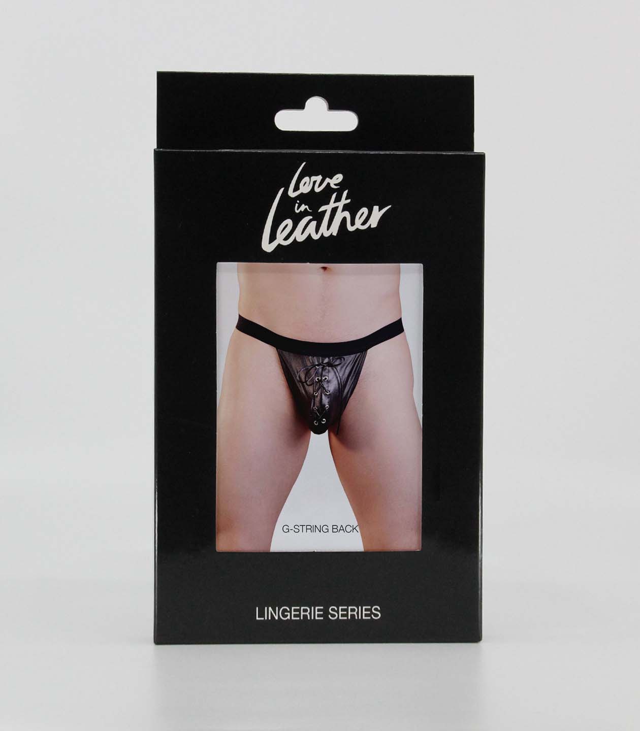 Love In Leather Mens Lace Up Wet Look G-String - - His Fetish