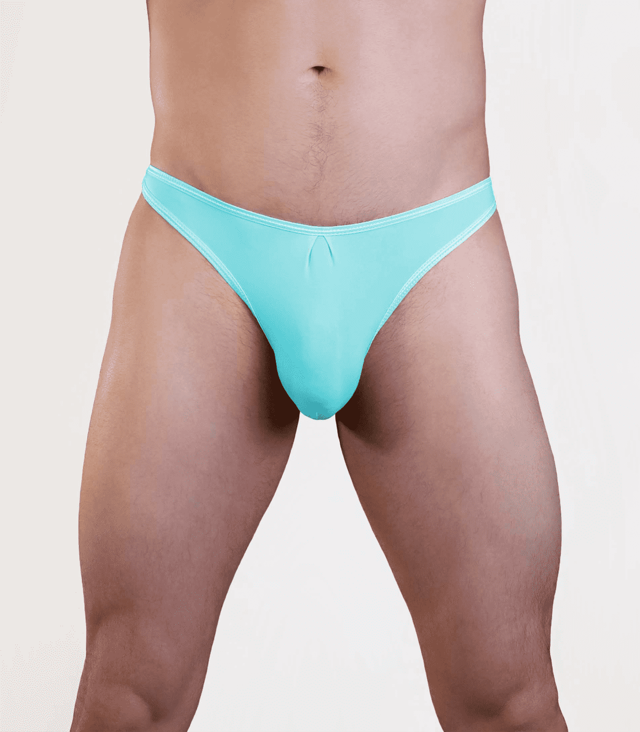 Love In Leather Plain Mens Lycra G-String S/M - Baby Blue S M - Jocks and G-Strings