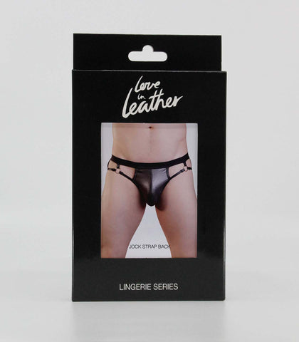 Love In Leather Mens Wet Look Jock Undies Black - His Fetish