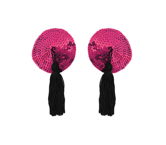 Love In Leather Round Sequen Sexy Nipple Tassels - Breast and Nipple Toys