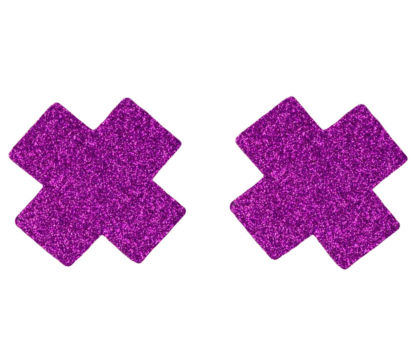 Love In Leather Satin Cross Womens Nipple Pasties - Purple Glitter - Breast and Nipple Toys