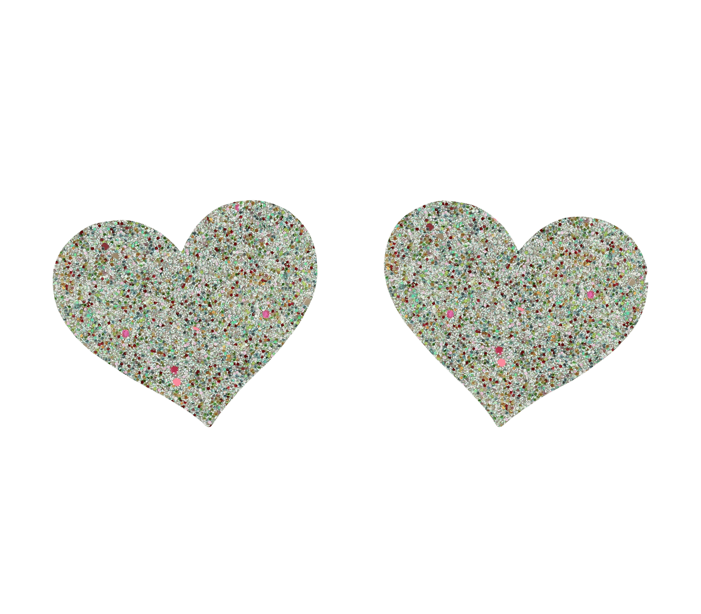 Love In Leather Glitter Heart Womens Nipple Covers - Multi Glitter - Breast and Nipple Toys